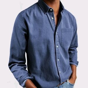 Men's Denim Blue Button-Down Shirt